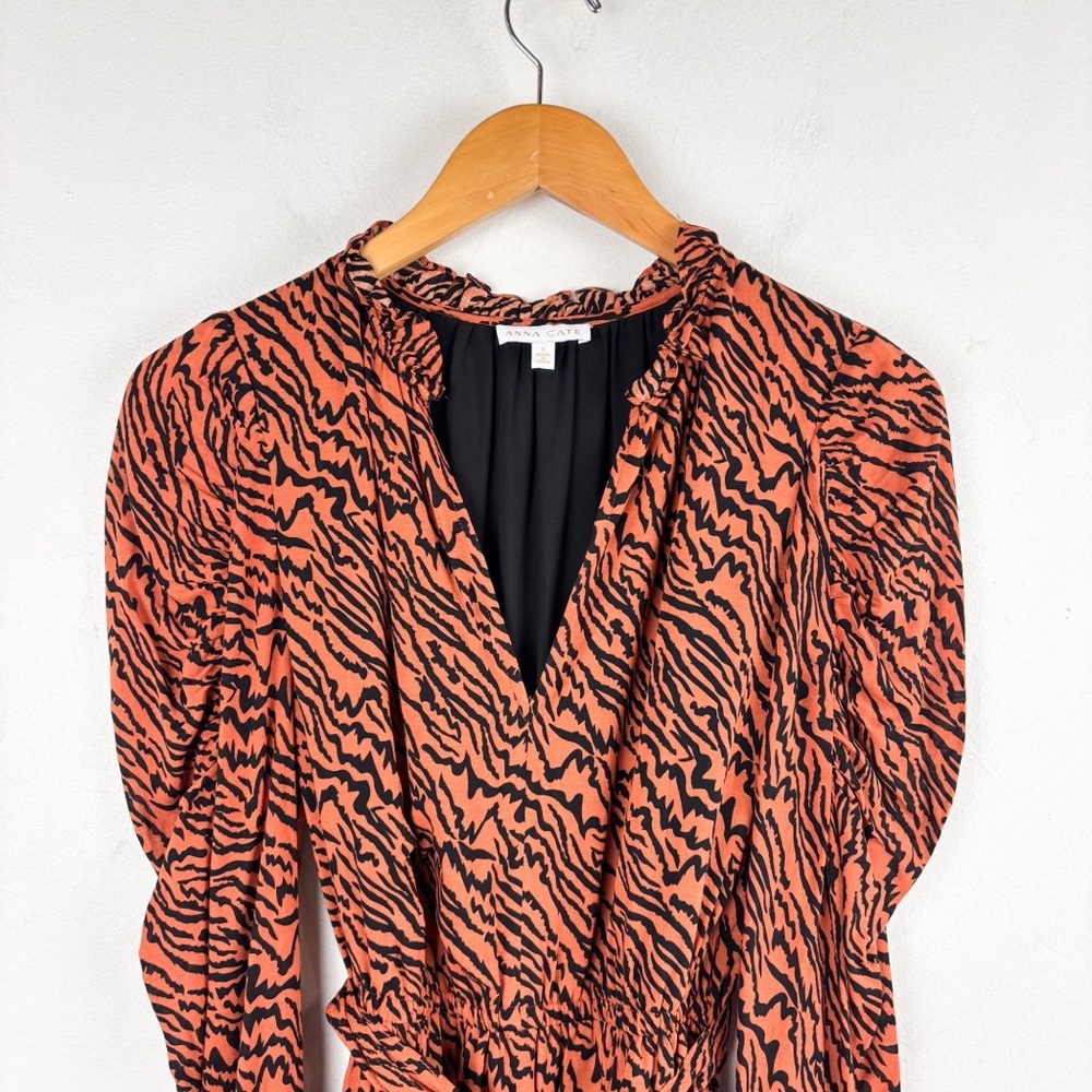 Anna Cate Elizabeth Tiger Print Long Sleeve Mini Dress Sz XS - Picture 5 of 13